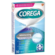 COREGA Whitening, čistiace antibakteriálne tablety na zubné náhrady 30 ks